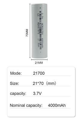 باتری چراغ قوه قابل شارژ 21*70 میلی متر 21700 3.7 V Li Lion 4800mah