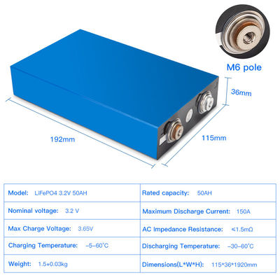 باتری قابل شارژ 3.2 V 50ah LiFePO4 لیتیوم 4000 بار عمر مفید
