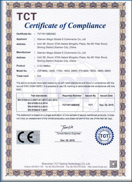 چین Xiamen Maigao global e-commerce Co., Ltd گواهینامه ها